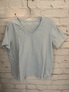Camiseta Old Navy Sólida Azul Claro Cuello en V EVERYWEAR 100 % Algodón Usada en Excelente Condición Para Mujer L - Imagen 1 de 7