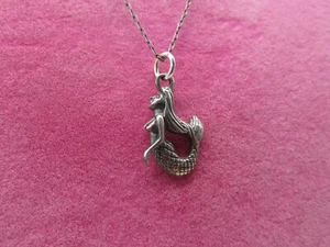 Sterling Silver Mermaid Pendant Necklace 15" Long Marked EED #663 - Picture 1 of 7