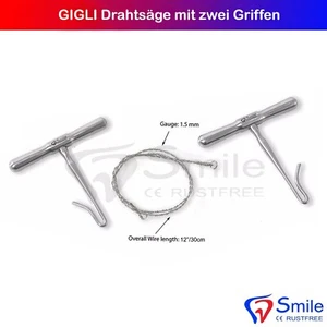 GIGLI knochen Schneide Drahtsäge mit zwei Griffen Chirurgische Orthopädie - Bild 1 von 2