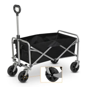 Garden Folding Cart Oxford Cloth Steel Frame Flat Folding Style Black/Grey NEW - Picture 1 of 27