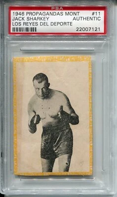 1946 Propagandas Montiel Los Reyes Yellow 11 Jack Sharkey PSA A HOF Boxing Card - Image 1 of 2