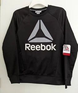 New Reebok Boys Black Fleece Lined Pullover Sweat Shirt Full Zip Pocket 18  XXL - Picture 1 of 6