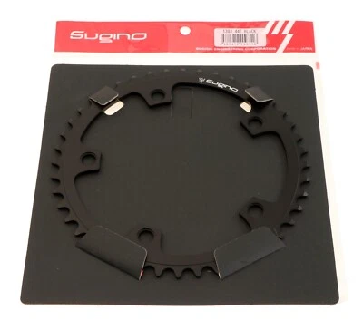 Sugino 44t Single Speed Chainring 130BCD 5-Bolt 1/2"x 1/8" Black 130J Japan NEW - Image 1 of 3