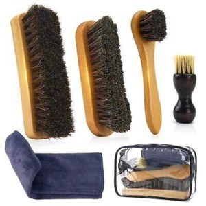 5Pcs Horsehair Shoe Brush Shine Kit, Shoe Polish Kit,for Leather Shoes Boot Care - Picture 1 of 8