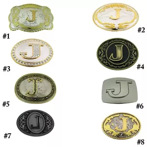 Initial Letter Belt Buckle Alphabet J Monogram Men Cowboy Western RODEO COWGIRL - Picture 1 of 21