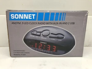 NEW ~ Sonnet R-1634 LED Alarm Clock Radio 2 USB Port-1.0A for Smart Phone - Picture 1 of 5