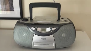 Philips Radio Cassette CD Player/Recorder Sound machine Silver Boombox AZ1003 - Picture 1 of 16