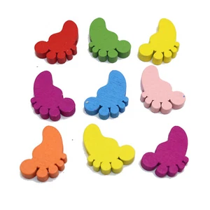 50 Mixed Bright Candy Color Cute Foot Wood Beads 22X15mm Wooden Beads - Picture 1 of 4