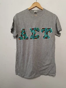 Alpha Sigma Tau Sorority Shirt Adult Medium Grey College University Handmade - Picture 1 of 6