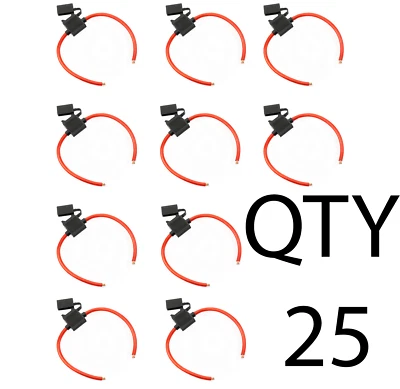 (25) 25 Pack 8 Gauge ATC Fuse Holder In-line Wire 12 volt Power Blade - Image 1 of 3