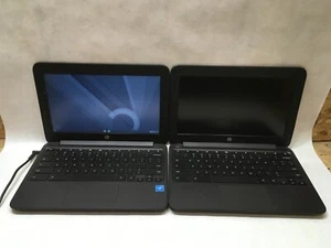 Lot of 2 HP Chromebook 11 G4 Celeron 2 GB Ram 16 GB SSD Issues For Parts- FT - Picture 1 of 5