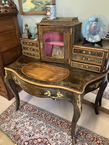 Antique French Bonheur Du Jour Or Ladies Writing Desk Cover