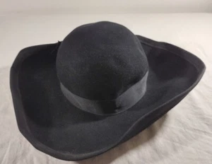 Original Cathay of California Women Vtg Wool Black Designer Dress Hat USA Retro - Picture 1 of 8