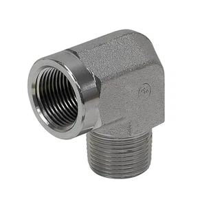 Adaptador 1/2" NPT macho x 3/8" NPT hembra 90 grados codo 5502-08-06 9-5502-8-6 - Imagen 1 de 2