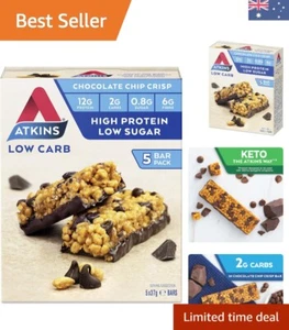 Chocolate Chip Crisp Bars | Keto Friendly Bars | 5 x 37g Low Carb Chocolate B... - Picture 1 of 11