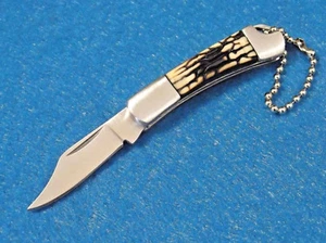Mini Keychain Knife 210950 Imitation Stag handle folder 2 1/8" closed NEW!  - Picture 1 of 6