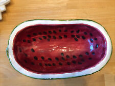 New ListingVintage Watermelon Pottery Serving Bowl Dish Hand Painted Ceramic Glazed 13 in