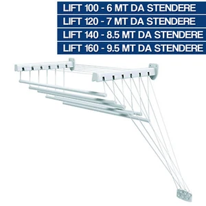 STENDIBIANCHERIA STENDINO GIMY LIFT SALVASPAZIO DA BAGNO PARETE SOFFITTO 35542V - Foto 1 di 13