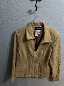 Chaqueta para mujer Sag Harbor talla 14 manga larga cremallera completa beige lana - Imagen 1 de 7