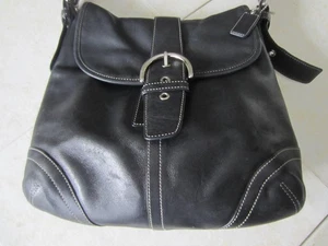 Vtg Coach 9480 Soho Flap Crossbody Black Leather Convertible Shoulder Hobo Purse - Picture 1 of 9