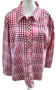 Talbots Damen XXL langes rosa kariertes Langarm Button Down Hemd - Bild 1 von 6