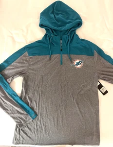 MIAMI DOLPHINS HOODIE PULLOVER SHIRT MED ATHLETIC 1/4 ZIP NFL APPAREL FOOTBALL - Picture 1 of 6