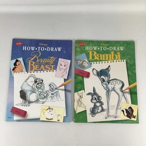 Walt Disney How To Draw Books Bambi Beauty And The Beast Art Vintage 1990's  - Picture 1 of 7