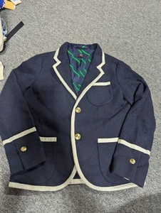 new rowing blazers youth xs 4/5 blue blazer wool white trim gold buttons preppy - Picture 1 of 8