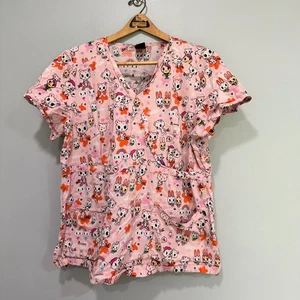 Tokidoki by Koi Scrub Top rosa Kawaii Figuren Damengröße 2X Tulpen - Bild 1 von 5