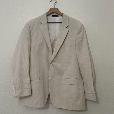 Blazer Hombre Alan River 44R Algodón Poliéster Beige Crema Rayas Usado Foto 1 de 4