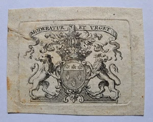EX LIBRIS ARMORIE DE HILAIRE ROUILLE DU COUDRAY (1716-1805). ILE DE FRANCE. - Bild 1 von 2