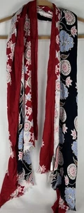 NWT Talbots Black Red Pink Floral Rectangle Scarf X Large Rayon Oblong - Picture 1 of 4