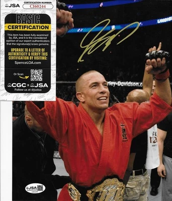 Signed Georges St Pierre UFC Hall of Famer 8x10 Photo #6 w JSA Private Signing - Image 1 of 4