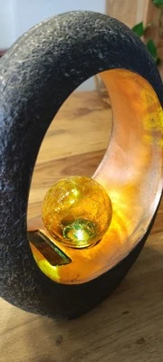 LED Solarleuchte Fireball  Crackleglas Leuchtkugel drinnen draußen schwarz bronz - Bild 1 von 4
