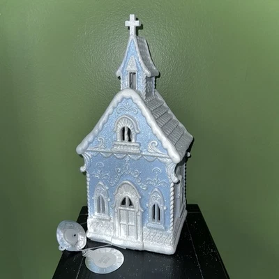 Iluminar Estilo Victoriano Azul Pan de Jengibre Casa Iglesia Navidad Invierno Vacaciones Foto 1 de 4