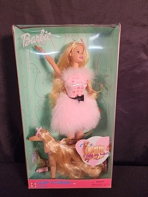 Barbie y encaje Mattel Glam 'n Groom 1999 #27271 perro nuevo  Foto 1 de 4