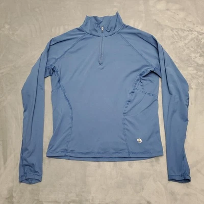 Mountain Hardware Shirt Womens Medium Blue 1/4 Zip performance Stretch Hike Gorp - Image 1 of 4