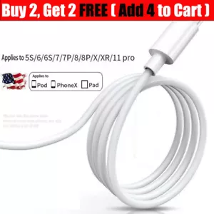 USB Data Fast Charger Cable Cord For Apple iPhone 5 6 7 8 X 11 12 (1 Pack) - Picture 1 of 24