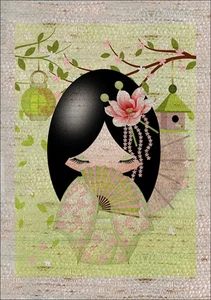 Kokeshi Quilting Crafting Panel, A Variety Of Cute Kokeshi Dolls, Japanese Dolls - Picture 1 of 9
