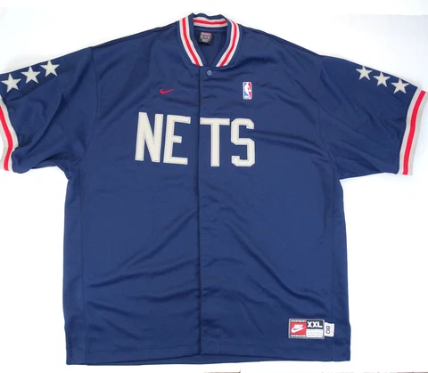 Vintage Nike New Jersey Sz XXL Button Shirt NETS Warmup NBA Jacket Snap 80 Cover