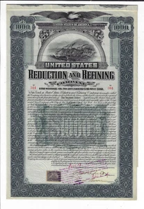 COLORADO 1901 Estados Unidos Reducción y Refinación Co Bond Stock Spencer Penrose - Imagen 1 de 3