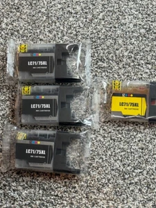 Brother LC-71 XL, LC-75XL Ink Cartridges - 3 Black , 1 Yellow - Compatible - Picture 1 of 5