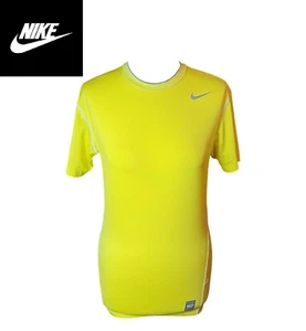 Nike Pro Combat Dri-Fit Men's Size M Yellow Compression Top Short Sleeve Shirt - Picture 1 of 11
