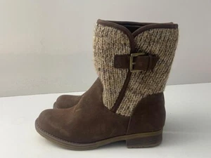TU Sole Comfort Brown Knitted Wool & Nubuck Side Buckle Boots UK 6 EUR 39 -A125 - Picture 1 of 6