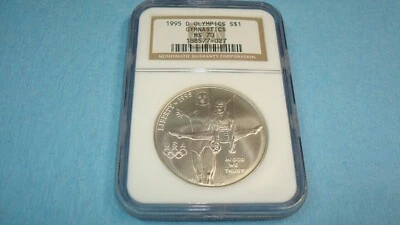 1995 D NGC MS 70 UNITED STATES MINT OLYMPICS GYMNASTIC SILVER DOLLAR COIN $1 - Image 1 of 4
