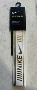 Neu mit Etikett Nike Pro Metallic Stirnband Einheitsgröße weiß/gold - Bild 1 von 2