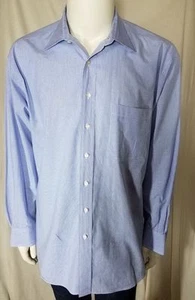 Hickey Freeman Gingham Check Button Down Shirt Size 17 - 34 Blue - Picture 1 of 9