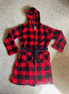 Cuddl Duds Youth Kids Red Black Buffalo Plaid Hooded Bathrobe Size L (12/14) - Picture 1 of 3