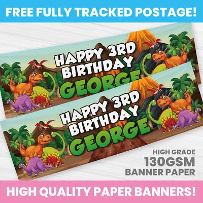 BANNERS PERSONALIZADOS PARA DECORAÇÃO DE FESTA DE ANIVERSÁRIO DE DINOSSAURO - Imagem 1 de 3