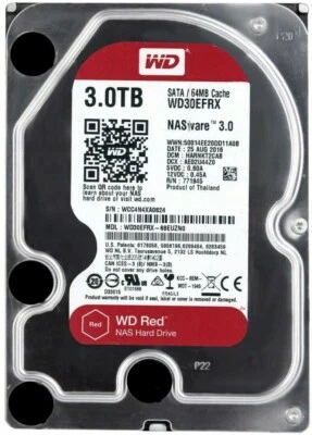 WESTERN DIGITAL RED 3TB NASware 3.0 5400U/min 64MB SATA III WD30EFRX 3.5'' Zoll  - Bild 1 von 4